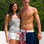Stephanie Rice with Michael Phelps as Eamon looks on
